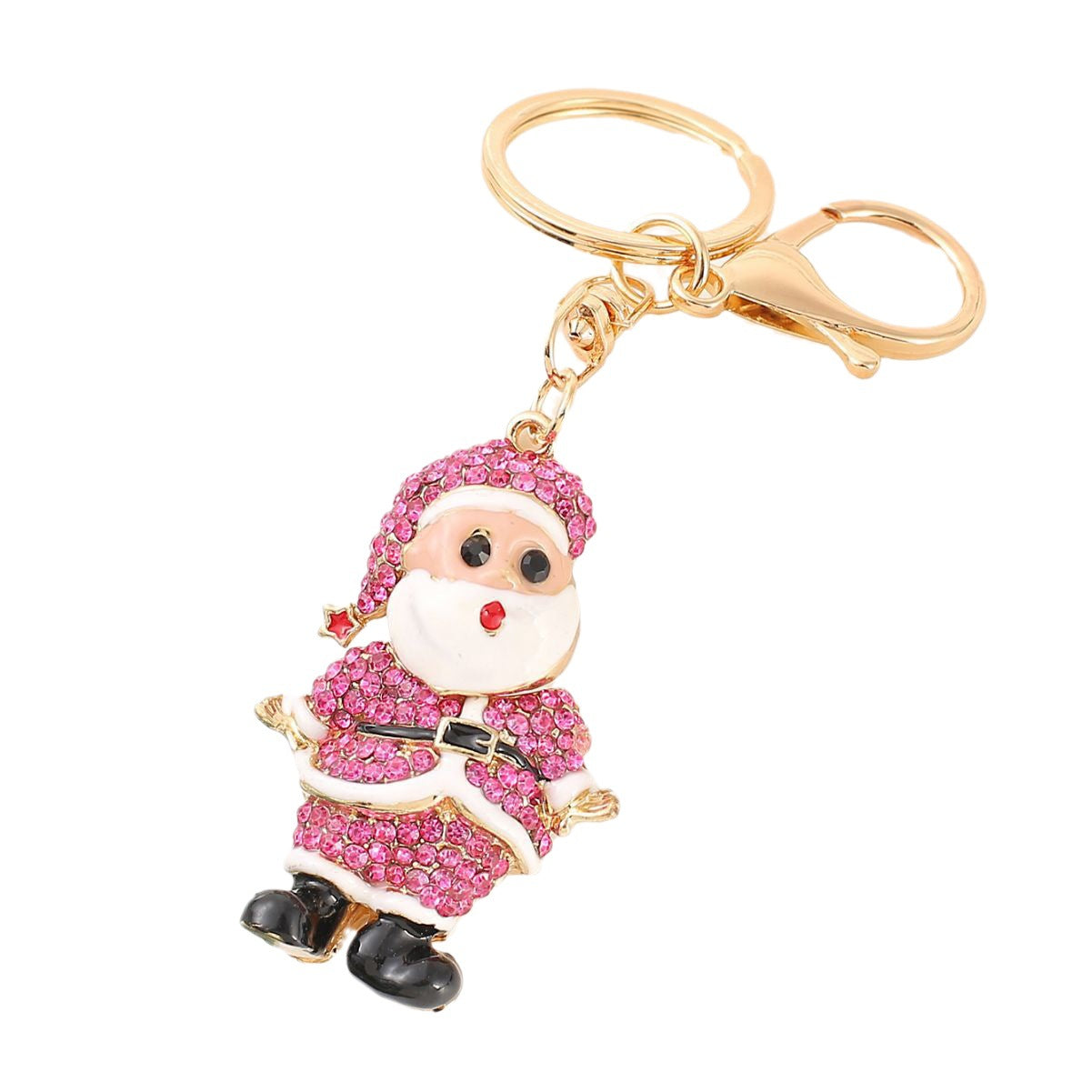 Wholesale Christmas Santa Claus Alloy Diamond Keychain